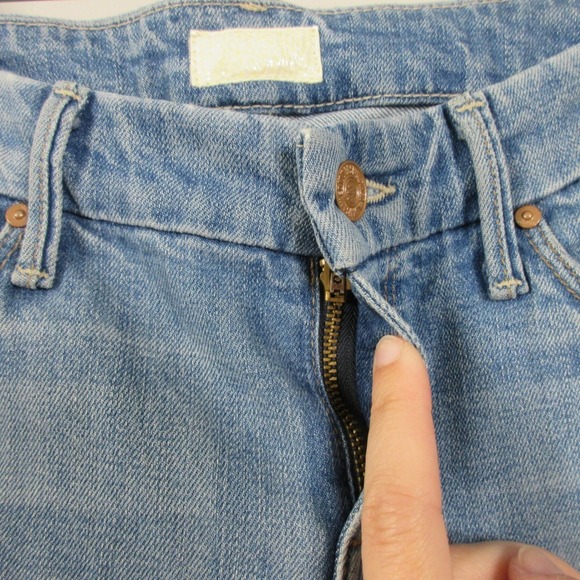 Mother Looker Ankle Fray Jeans Tourist Trap Women 24 Blue Denim Raw Hem Chic 452 - Picture 8 of 15